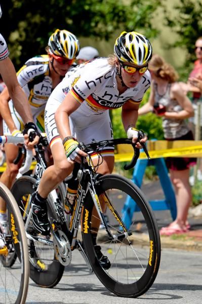 Ina Teutenberg (HTC-Columbia) near the front of the bunch on the climb up the wall.