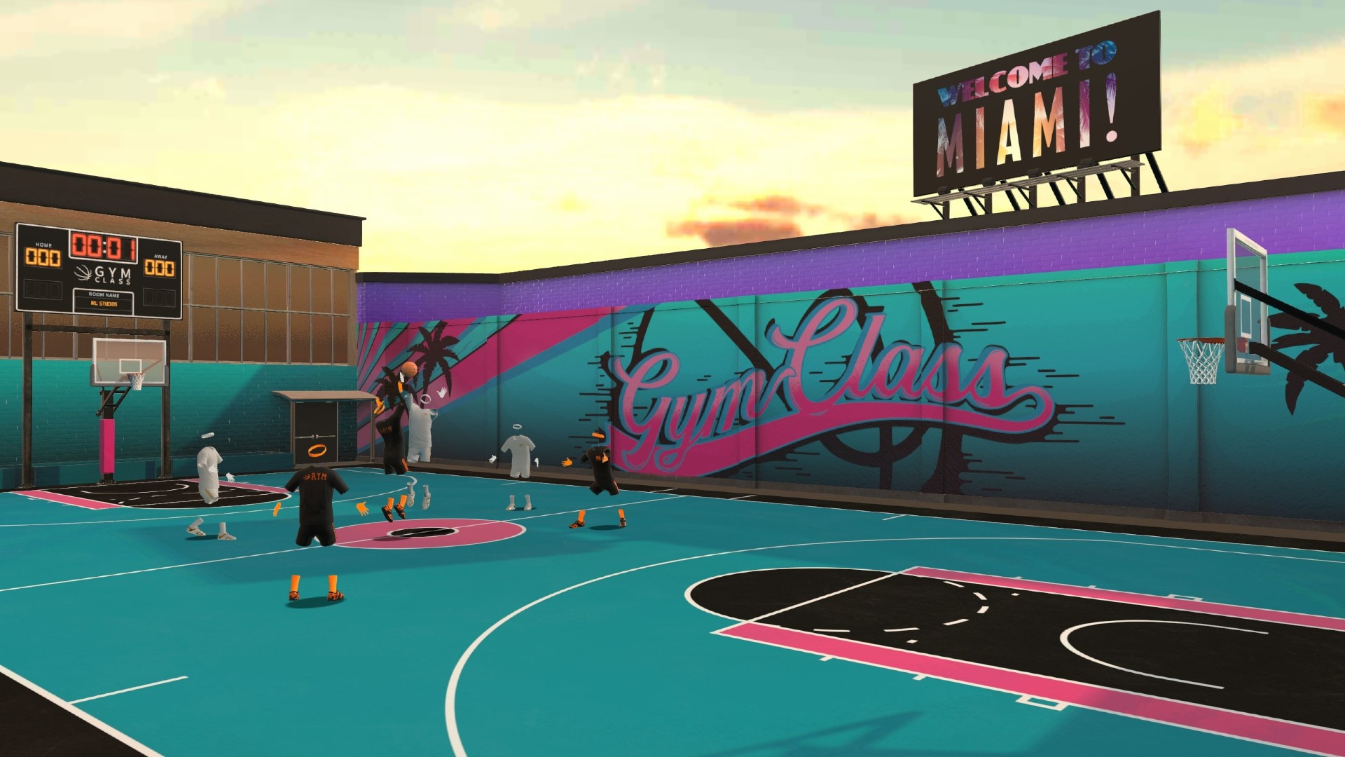 Image of the Miami basketball court used in the VR Class Gym for Meta Quest 2