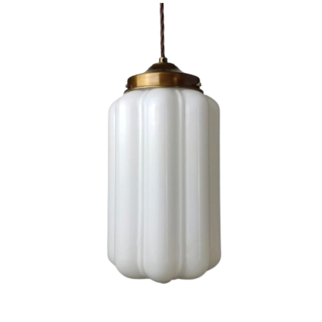 Ribbed Art Deco Opal Glass
