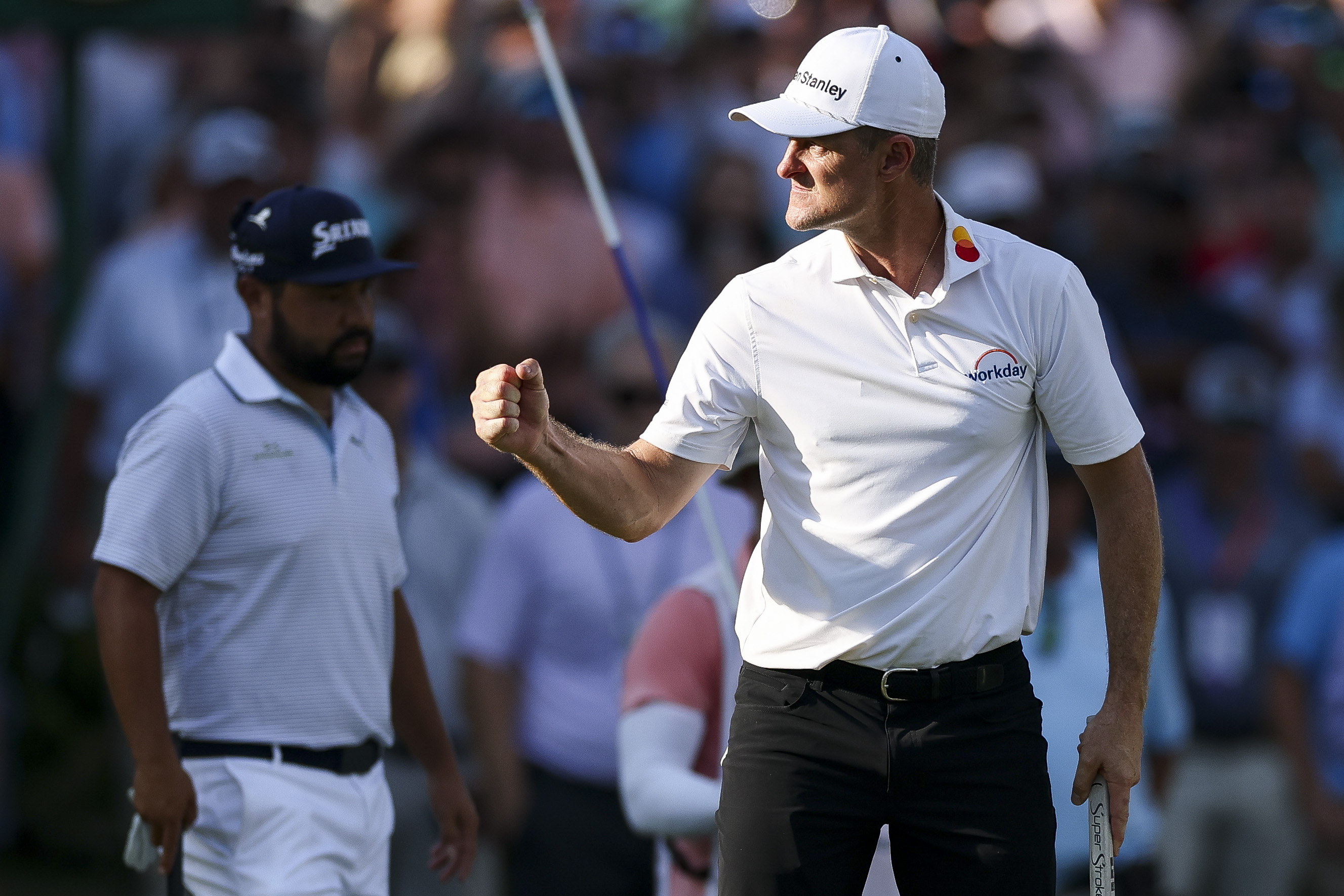 Justin Rose fist pumps