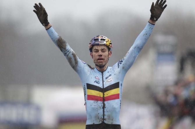 Wout van Aert (Belgium) wins the 2018 cyclo-cross world title in Valkenburg