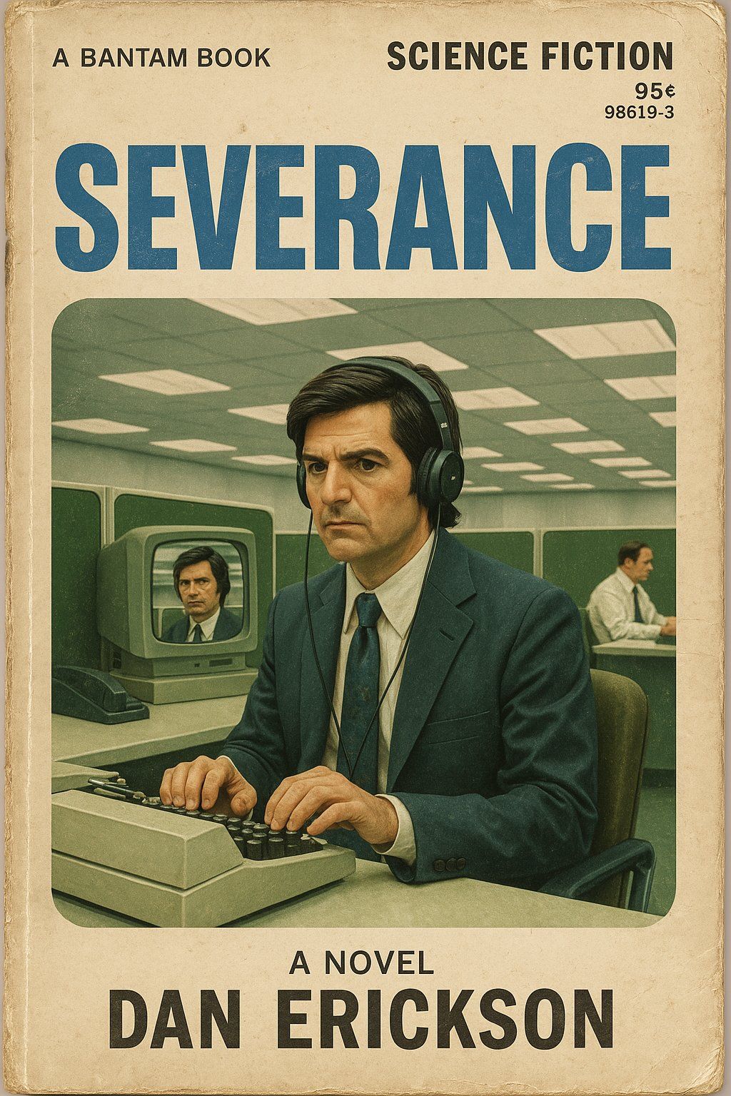 Two book covers that show covers on Severance
