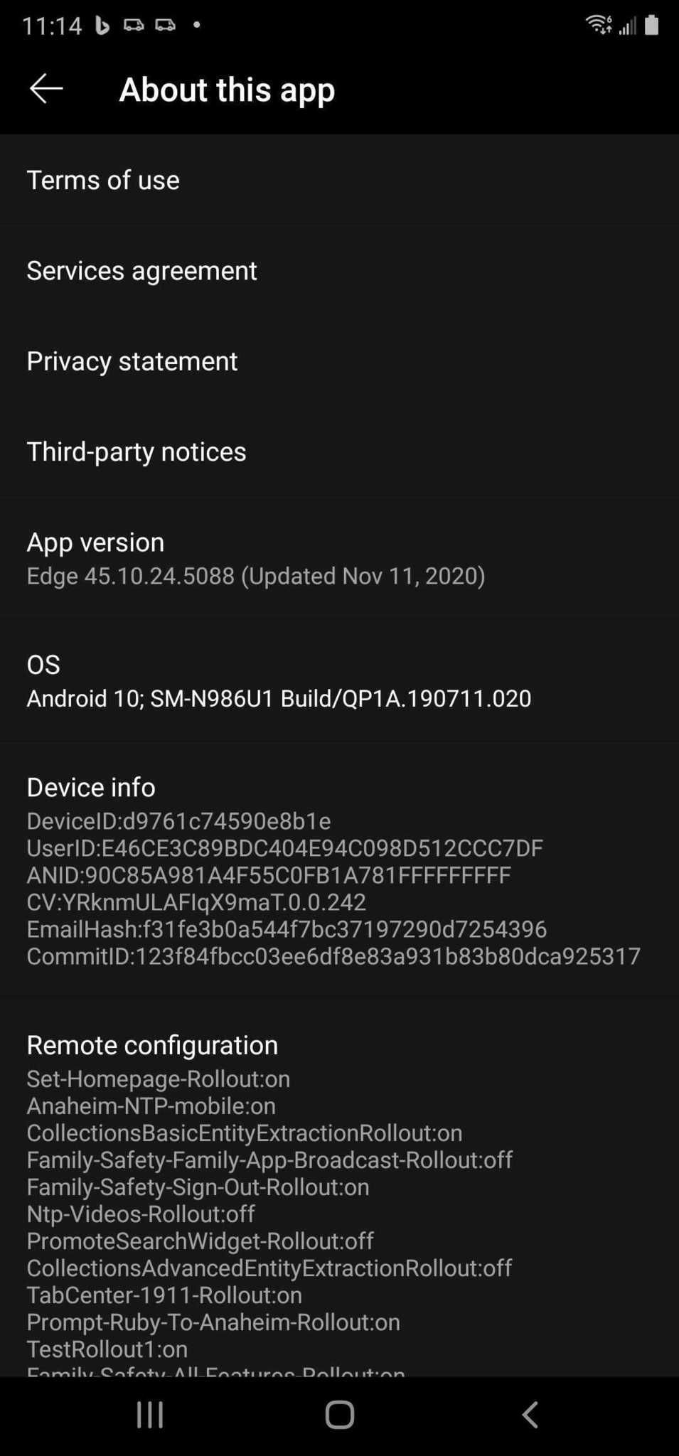 Edge Honey Android Build Version