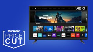 Vizio V-Series TV on blue background