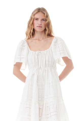 GANNI, White Broderie Anglaise Layer Dress