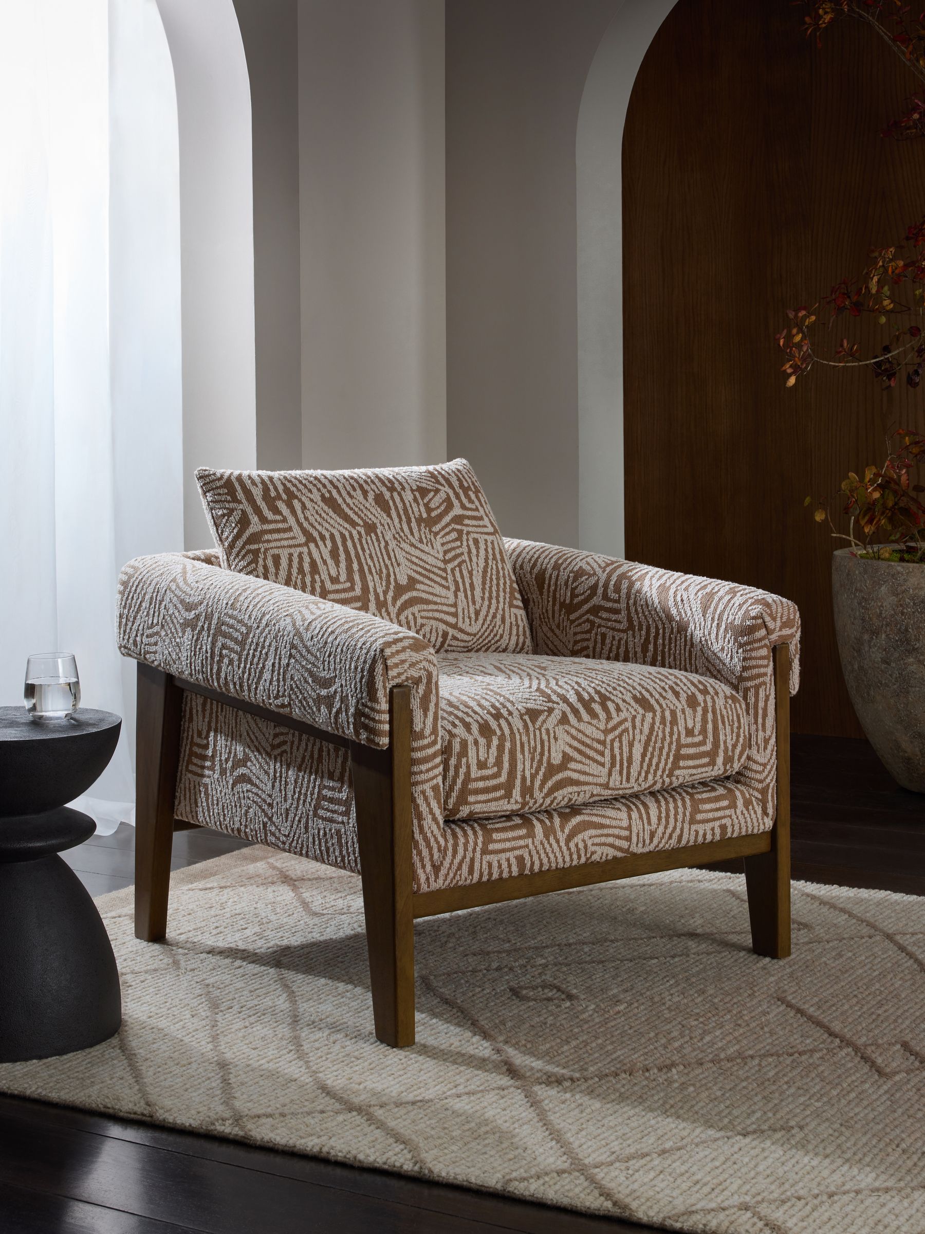 Abstract Lines Natural Sawyer Wooden Accent Chair