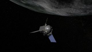 This artist's concept depicts OSIRIS-REx spacecraft carrying out the first U.S. mission to return samples of an asteroid to Earth.