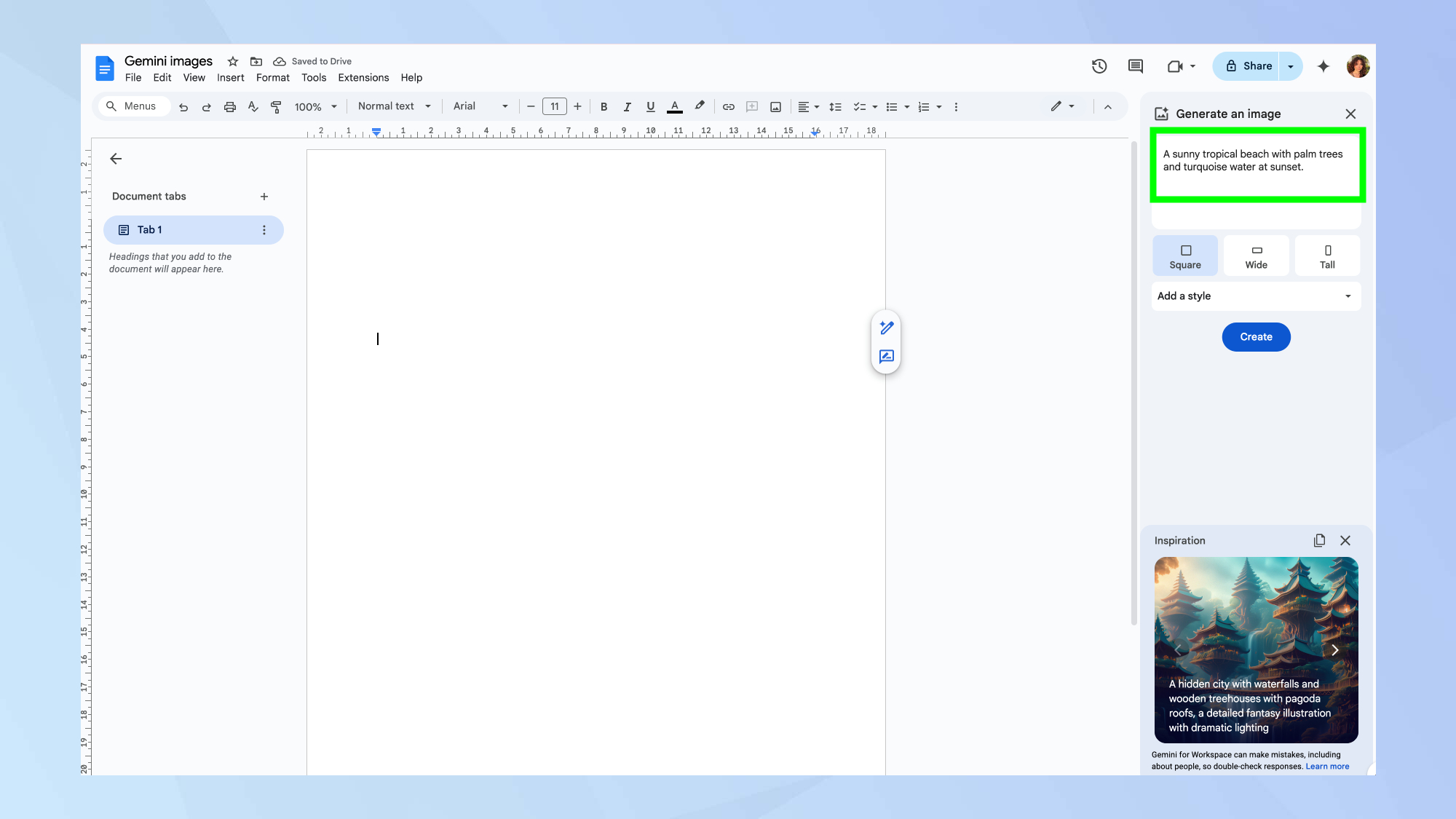 نحوه ایجاد یک عکس در اسناد Google