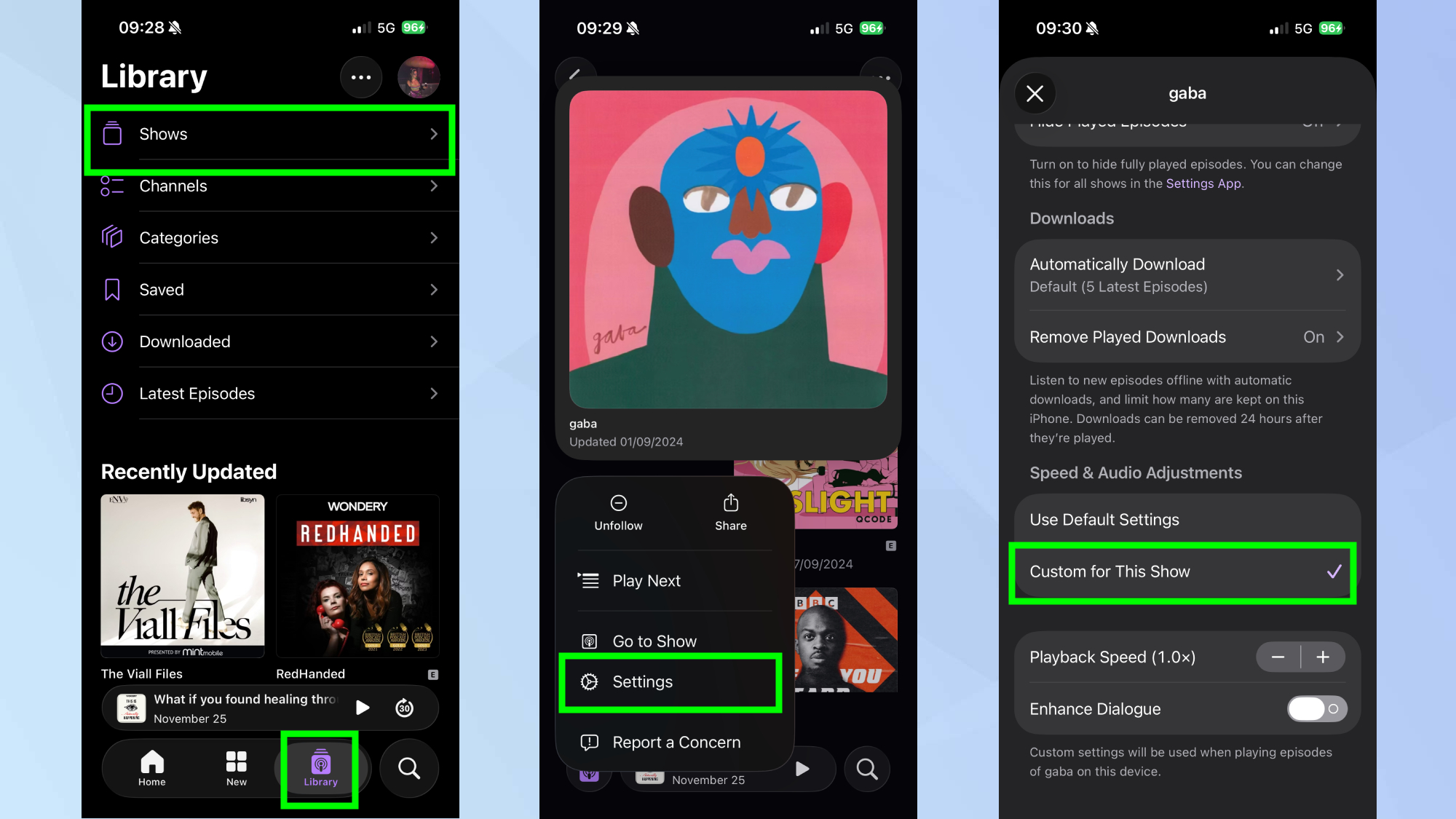 Customize your podcast shows on iPhone
