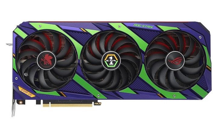 EVA-Themed RTX 3090 in front of a white backdrop.