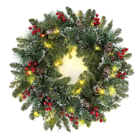 Christmas Wreaths, Scidweet 20&quot; Christmas Wreaths With Lights for Front Door Indoor Outdoor Holiday Xmas Decorations