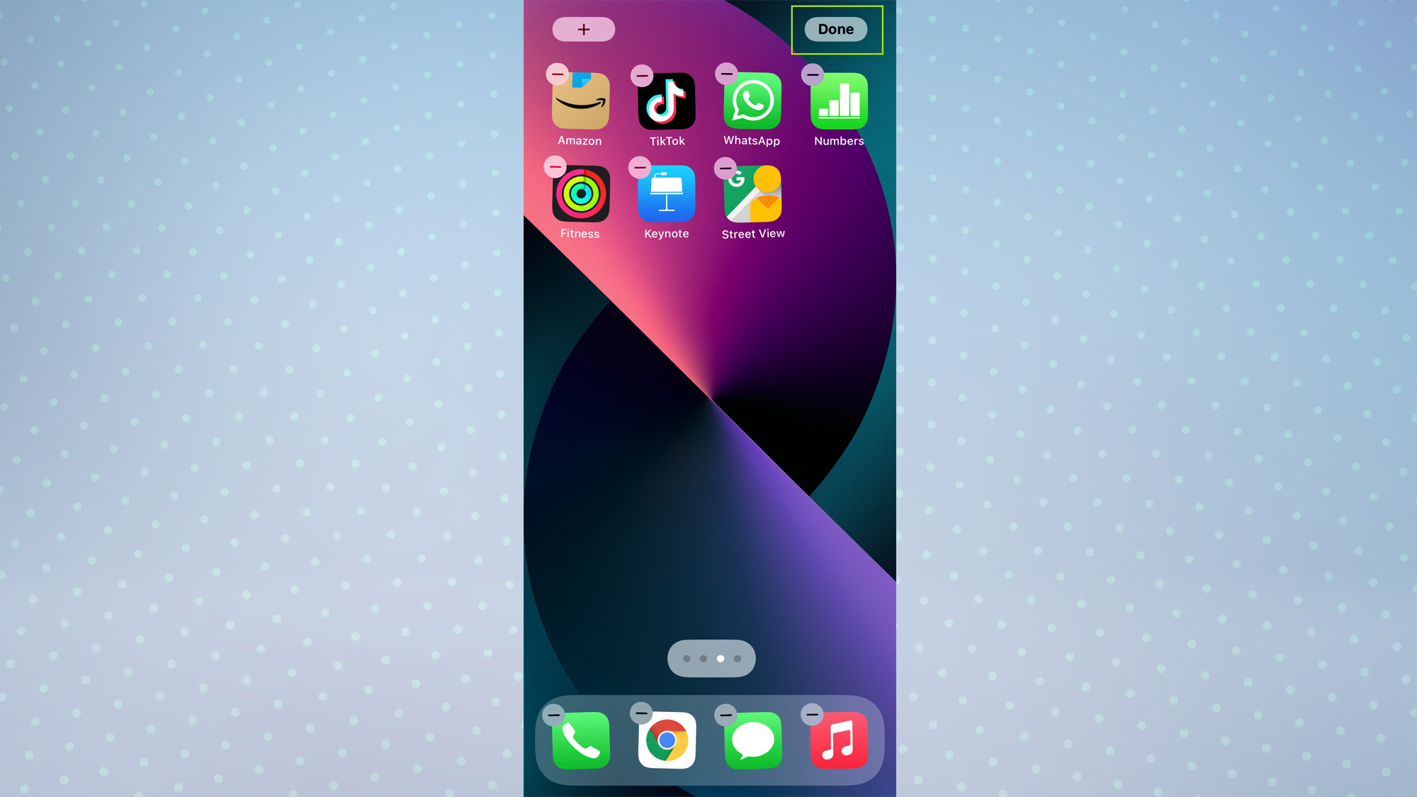 Главный экран iOS с выделенным цветом «Готово»