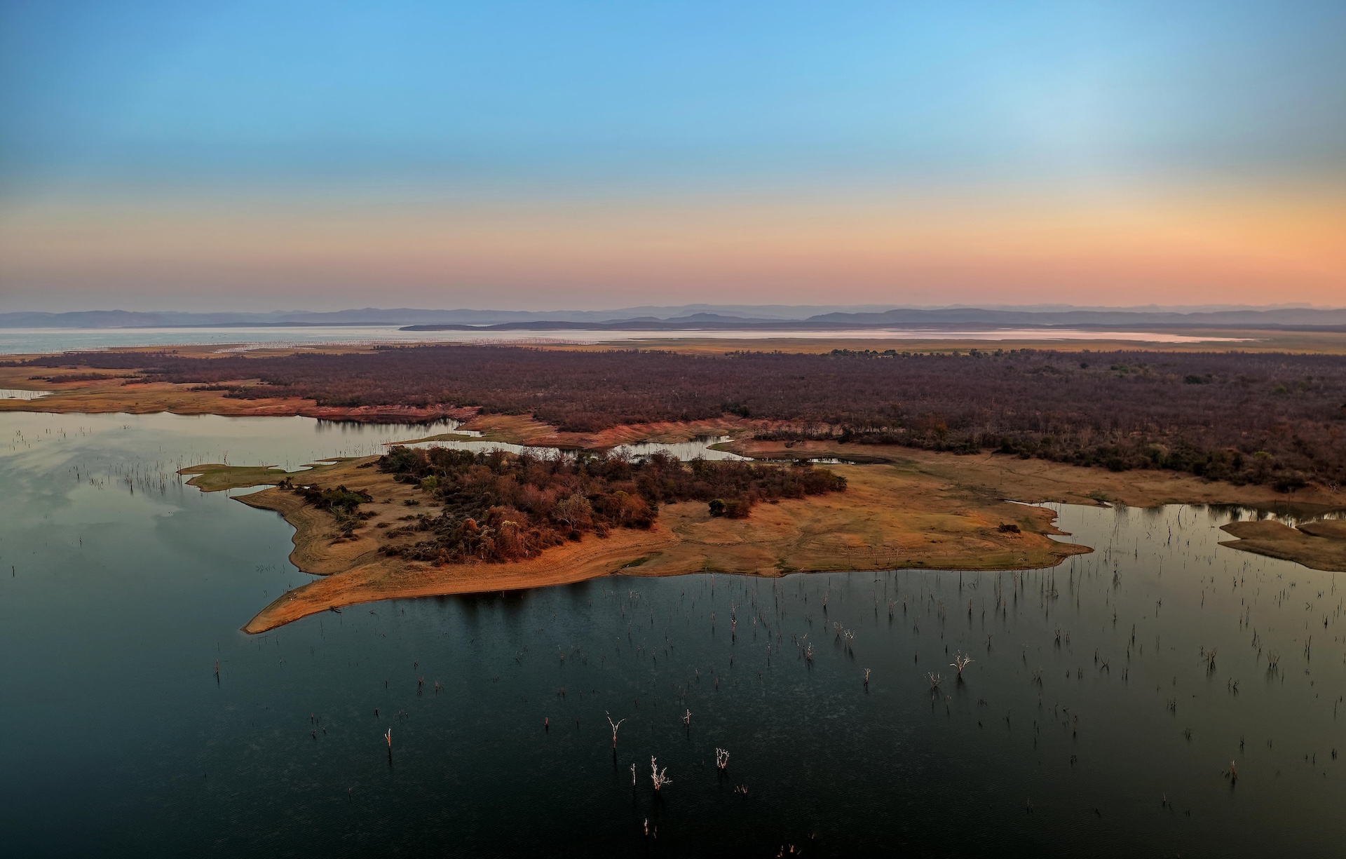 an aerial view of a coastline