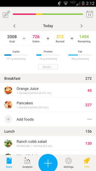 The database in Yazio's Calorie Counter app lets you choose from pre-entered options