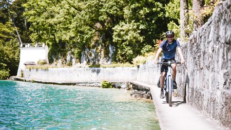 Shimano Electric bike riding near water