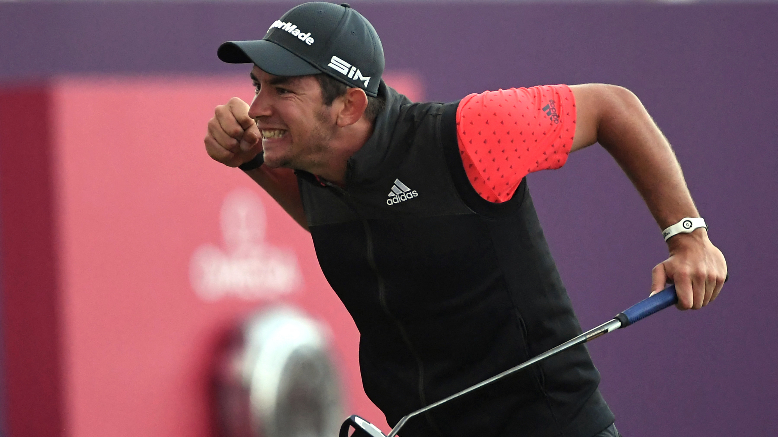Lucas Herbert reacts to winning the Dubai Desert Classic