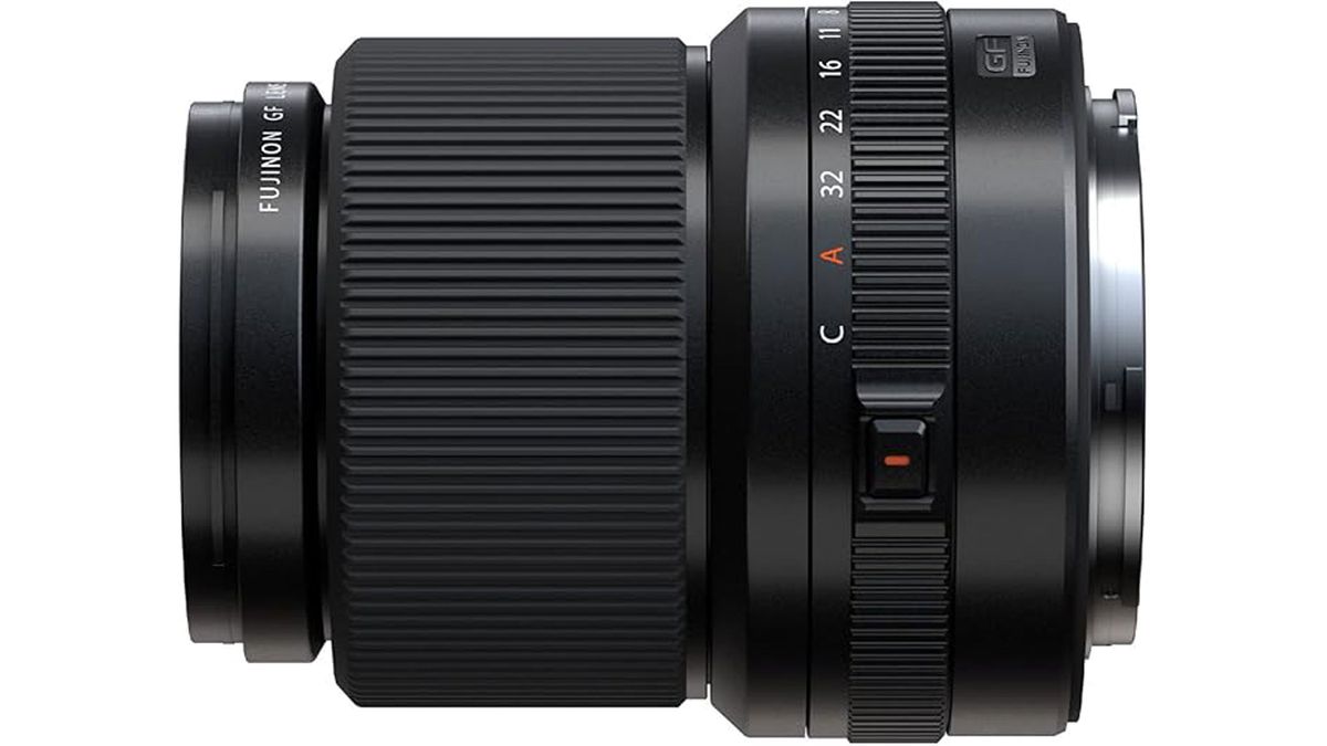The Fujifilm GF 30mm f/3.5 R WR lens on its side