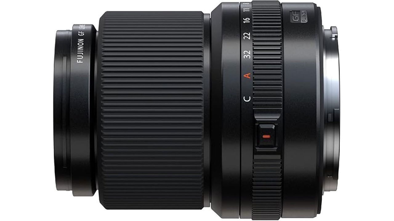 The Fujifilm GF 30mm f/3.5 R WR lens on its side