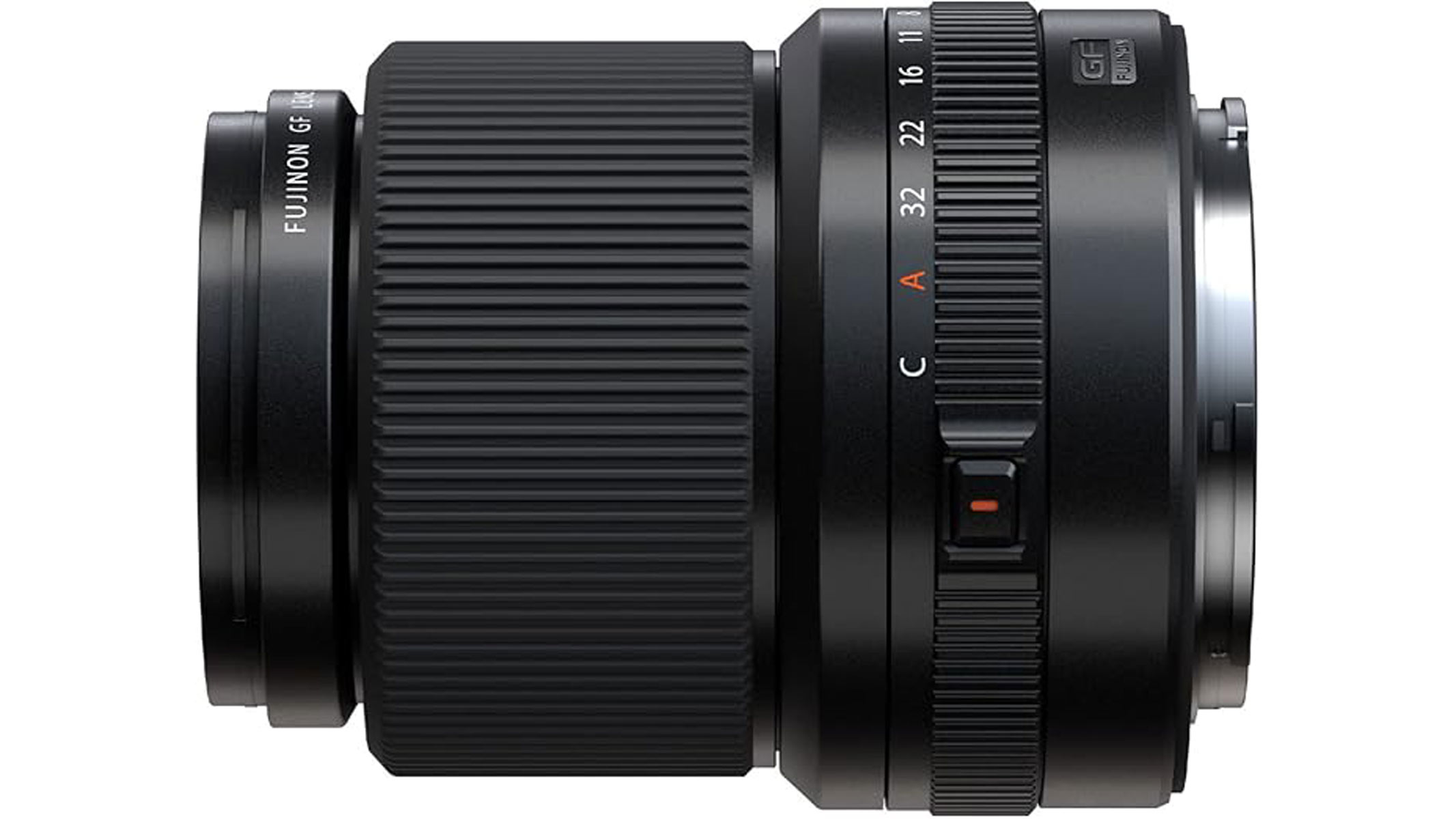The Fujifilm GF 30mm f/3.5 R WR lens on its side