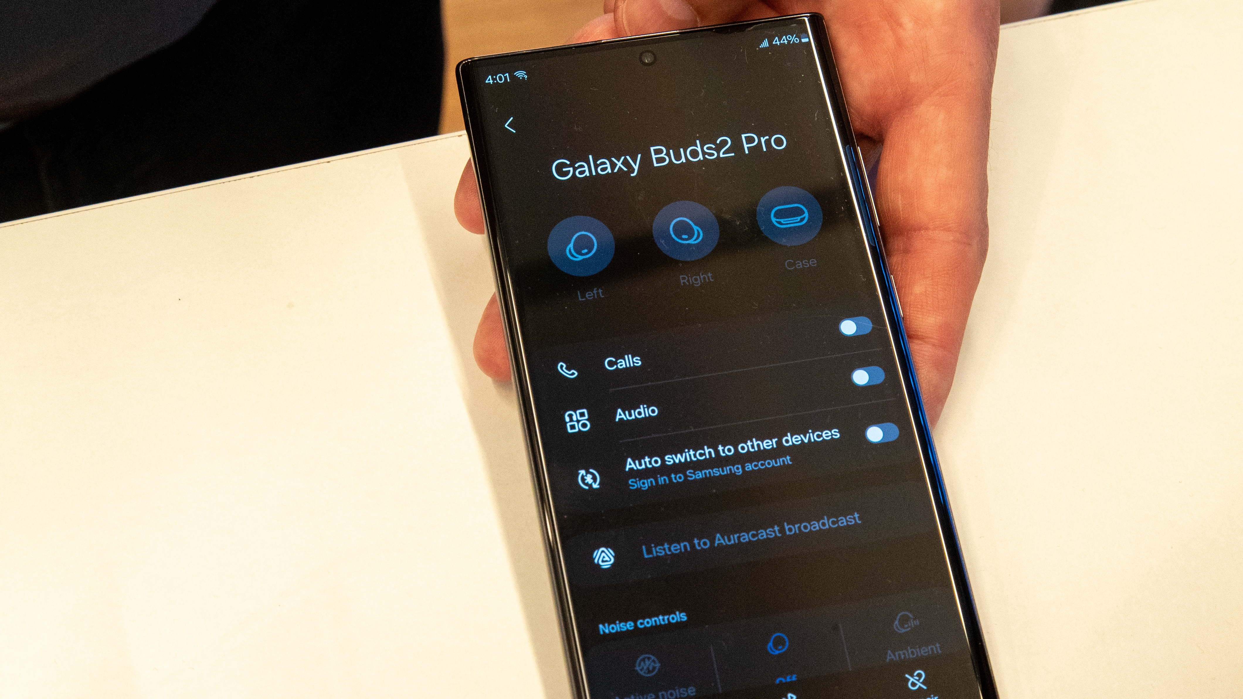 The Bluetooth menu for the Galaxy Buds 2 Pro with Auracast