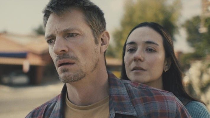 Joel Kinnaman and Catalina Sandino in Silent Night