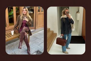 a collage of fashion influencer images featuring the biggest winter 2024 shoe trends