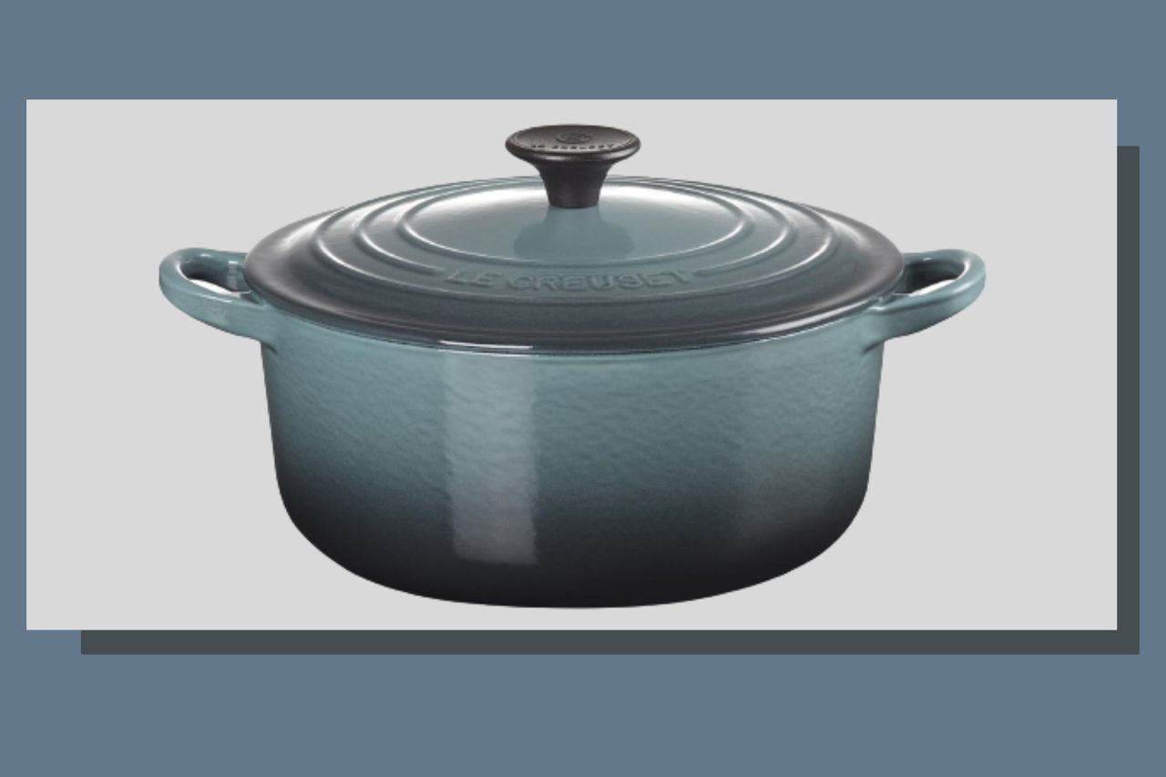 a Le Creuset casserole dish in ocean blue that&#039;s half price for Black Friday