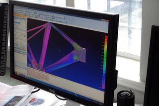 Finite element analysis is used to model stresses on the frame