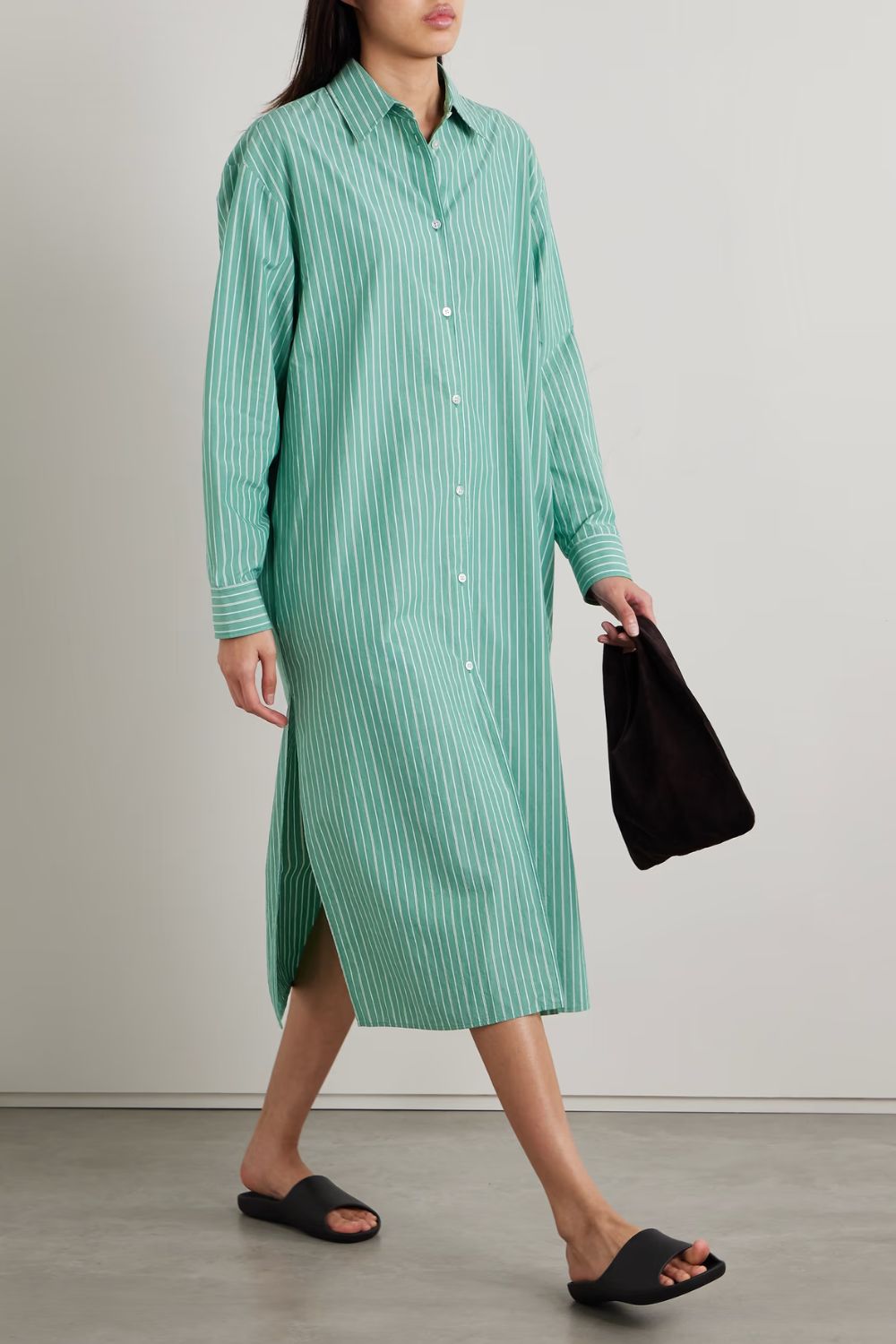 The Row Chihiro striped cotton-poplin midi shirt dress