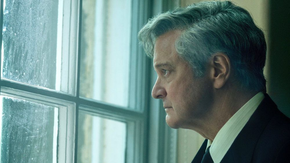 Jim Swire (Colin Firth) looks out of a window in Peacock&#039;s &quot;Lockerbie: A Search for Truth&quot;