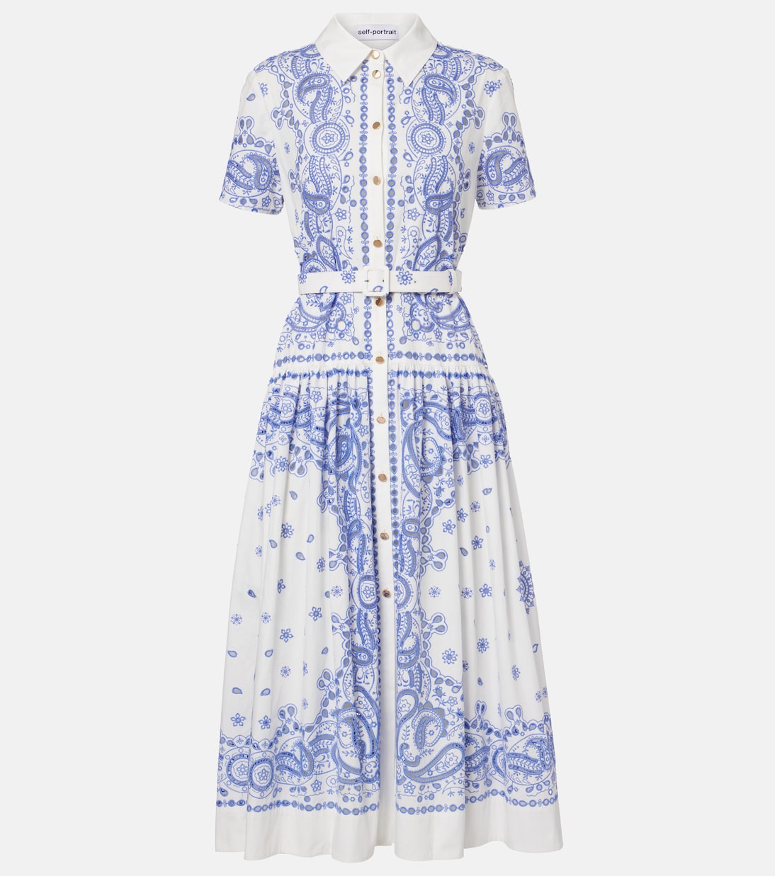 Embroidered Paisley Cotton Midi Dress