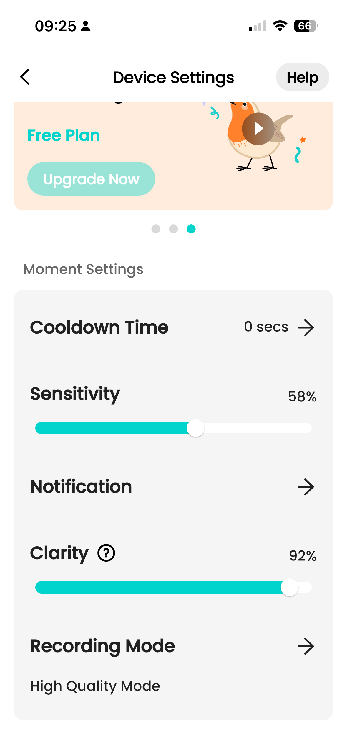 Screenshots from the Birdfy Rookie feeder