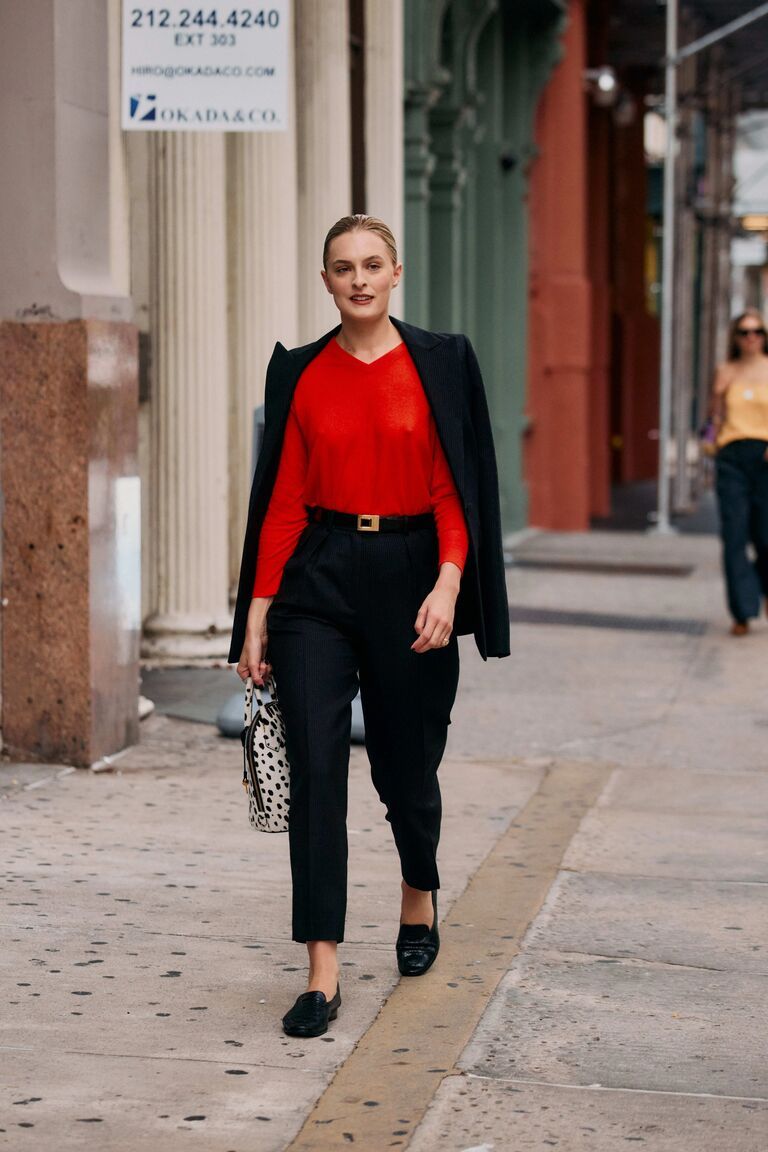 NYFW S/S 26 street style: red accent sweaters