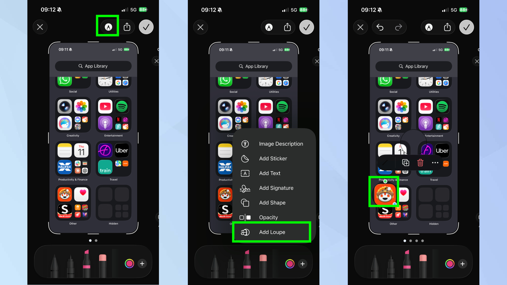 Magnifying areas on screenshots on iPhone