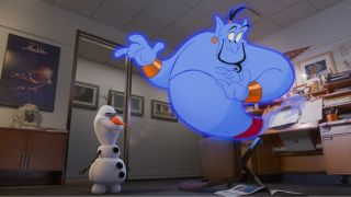 Olaf and Genie in Disney's Once Upon A Studio Short
