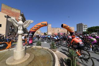 AGRIGENTO ITALY OCTOBER 04 Start Kamil Malecki of Poland and CCC Team Peloton Santuario Maria SS DellAlto Alcamo Village Public Fans during the 103rd Giro dItalia 2020 Stage 2 a 149km stage from Alcamo to Agrigento 243m girodiitalia Giro on October 04 2020 in Agrigento Italy Photo by Tim de WaeleGetty Images