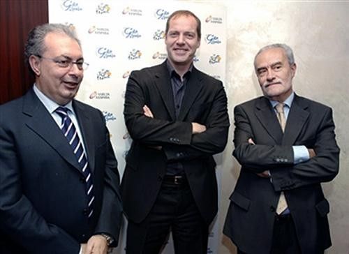 Organisers of Europe's three Grand Tours (L to R): Angelo Zomegnan (Giro d'Italia), Christian Prudhomme (Tour de France) and Ignacio Ayuso (Vuelta a Espana)