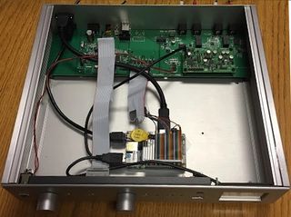 The insides of the SC-2; showing the motherboard, digital processing board, AD-DA and headphone amp