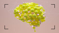 illustration of yellow brain on pink background 