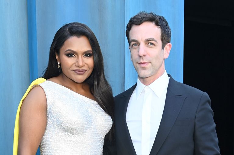 Mindy Kaling and B. J. Novak attends the 2022 Vanity Fair Oscar Party hosted by Radhika Jones at Wallis Annenberg Center for the Performing Arts on March 27, 2022 in Beverly Hills, California