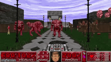 A Valentine's Day Doom mod showing monsters exploding into hearts.