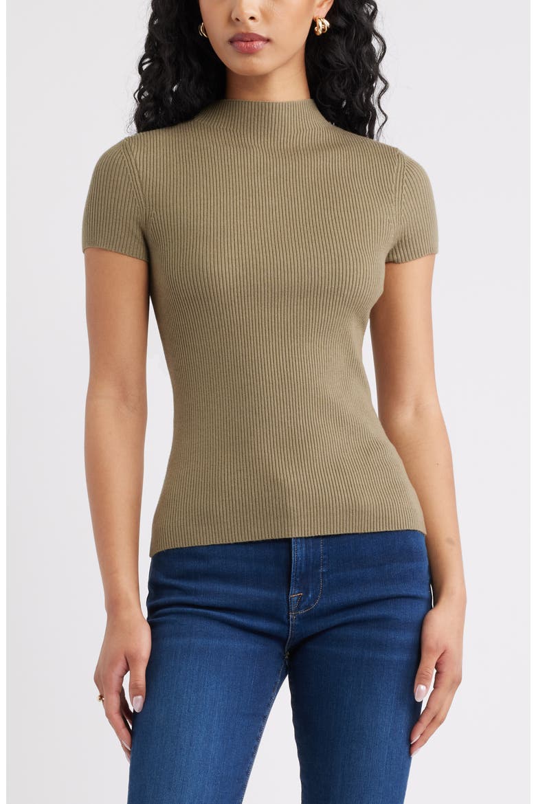 Rib Knit Mock Neck Sweater