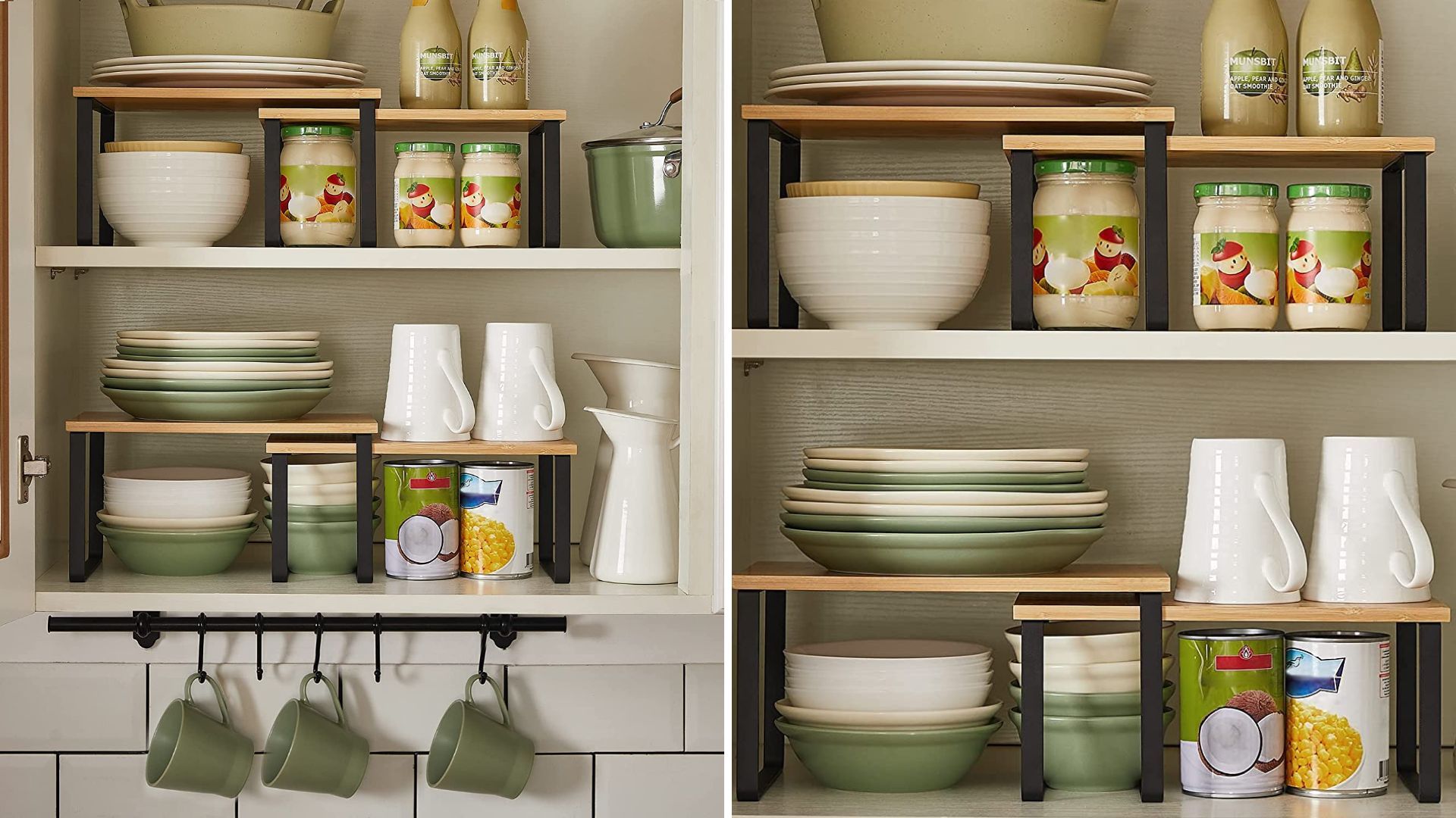 how to organize kitchen cabinets with stacking shelf organizers