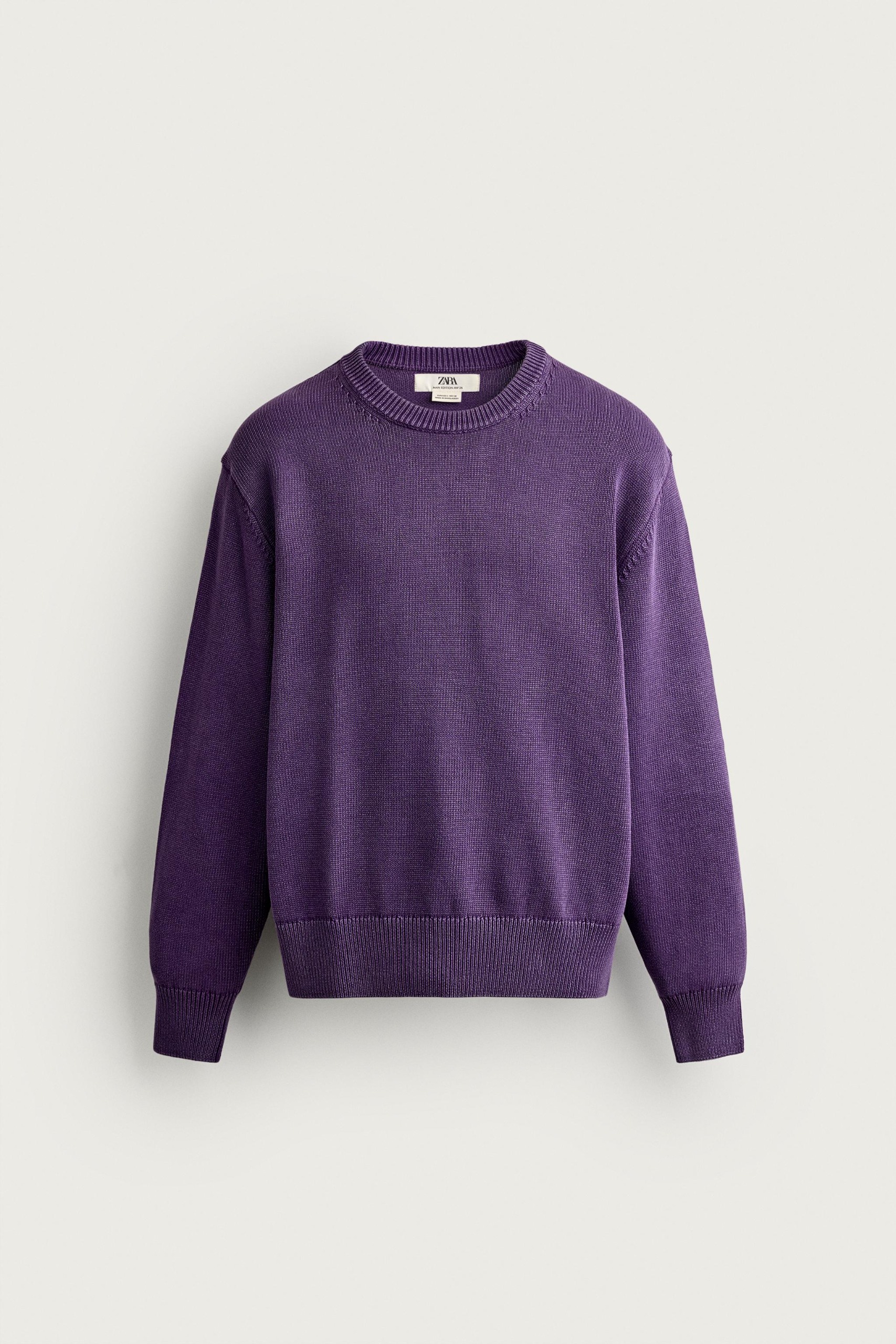 Cotton Regular Fit Sweater - Purple - M