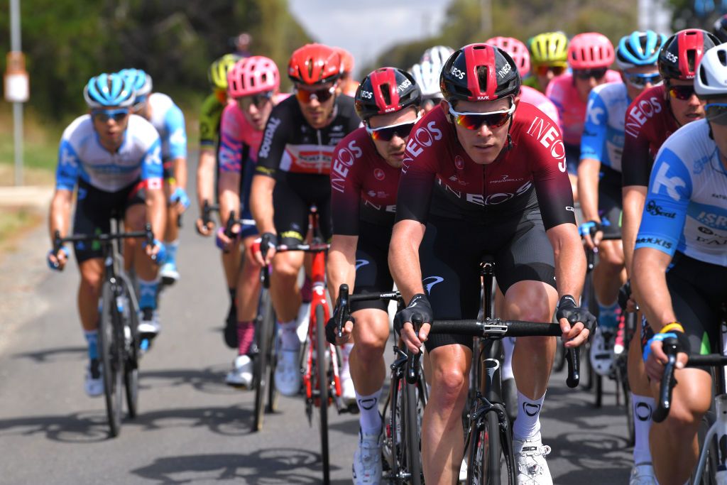 Luke Rowe was one of the Team Ineos riders who succeeded in splitting up the bunch early in the wind