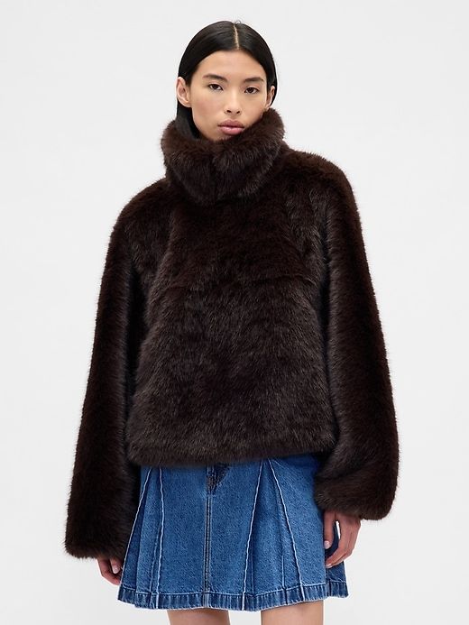 Gap × Sandy Liang Vegan Fur Half-Zip Pullover