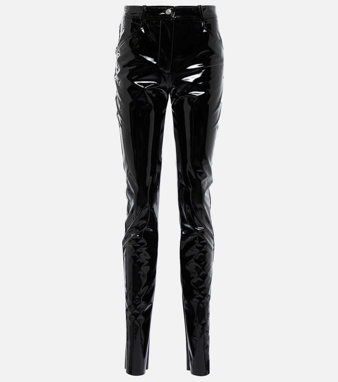 High-Rise Slim Vinyl Pants
