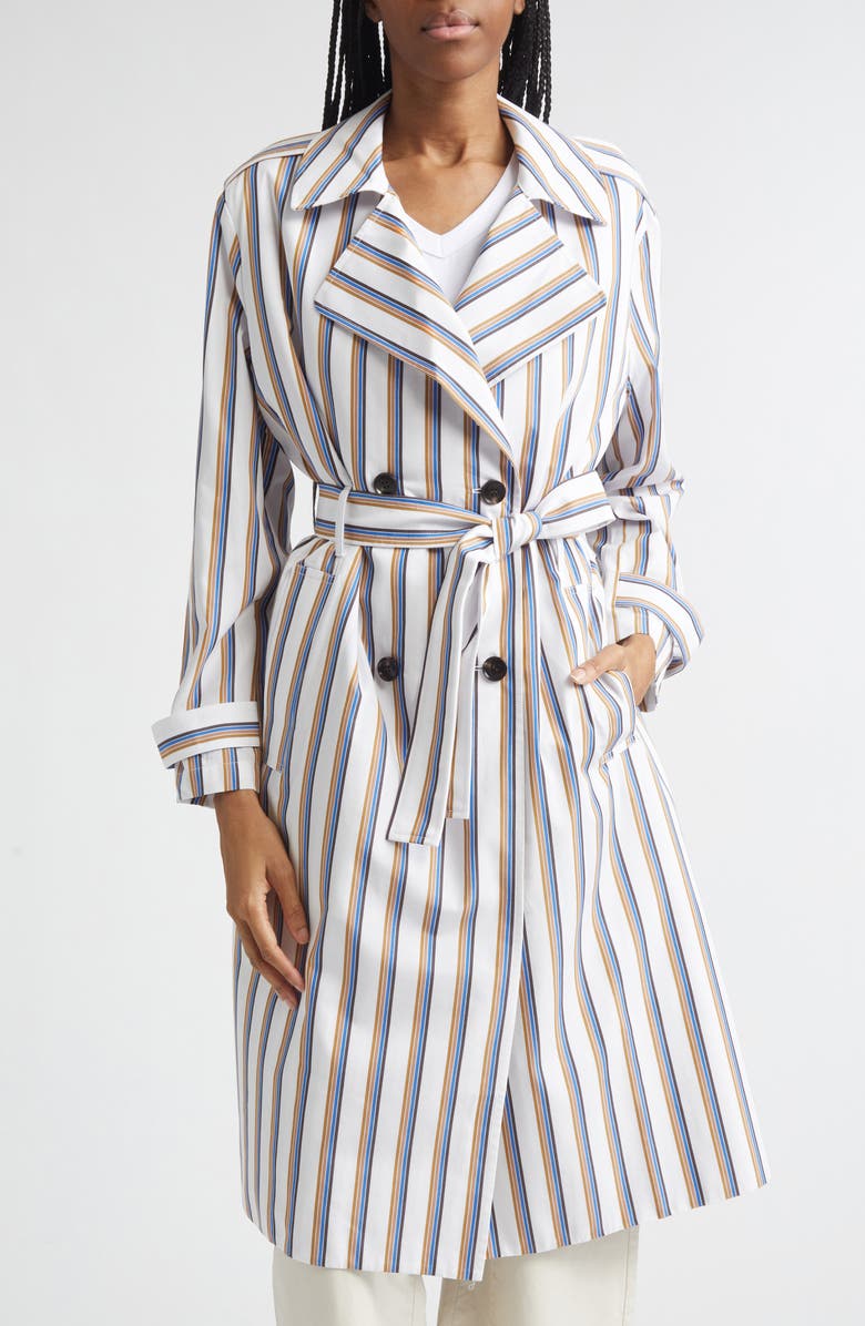 Yoshi Stripe Cotton Blend Trench Coat