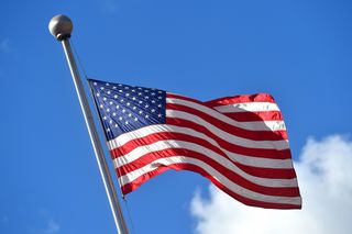 The American flag flying over the 2015 UCI Road World Championships in Richmond, Virginia