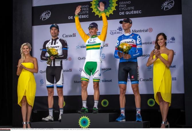 The podium of Tom Dumoulin (Giant-Shimano), Simon Gerrans (Orica-GreenEdge) and Ramunas Navardauskas (Garmin-Sharp